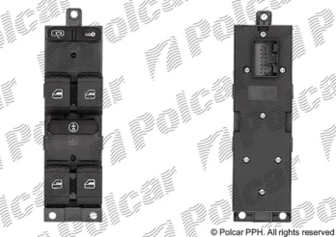 Блок переключателей стеклоподъемников Volkswagen Bora, Golf 5, Passat B5, Seat Toledo 2 и Leon 1 (Polcar 9541P-71)