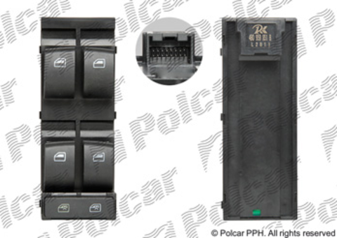 Блок переключателей стеклоподъемников Audi A3 (8L) и Audi A6 (4B, C5) (Polcar 1327P-70)